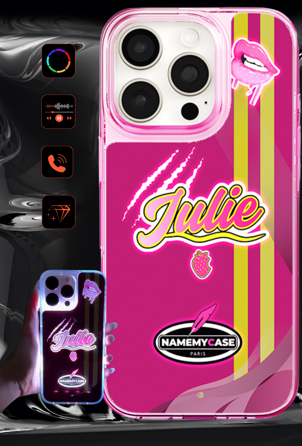 Funda personalizada para iPhone con luz LED