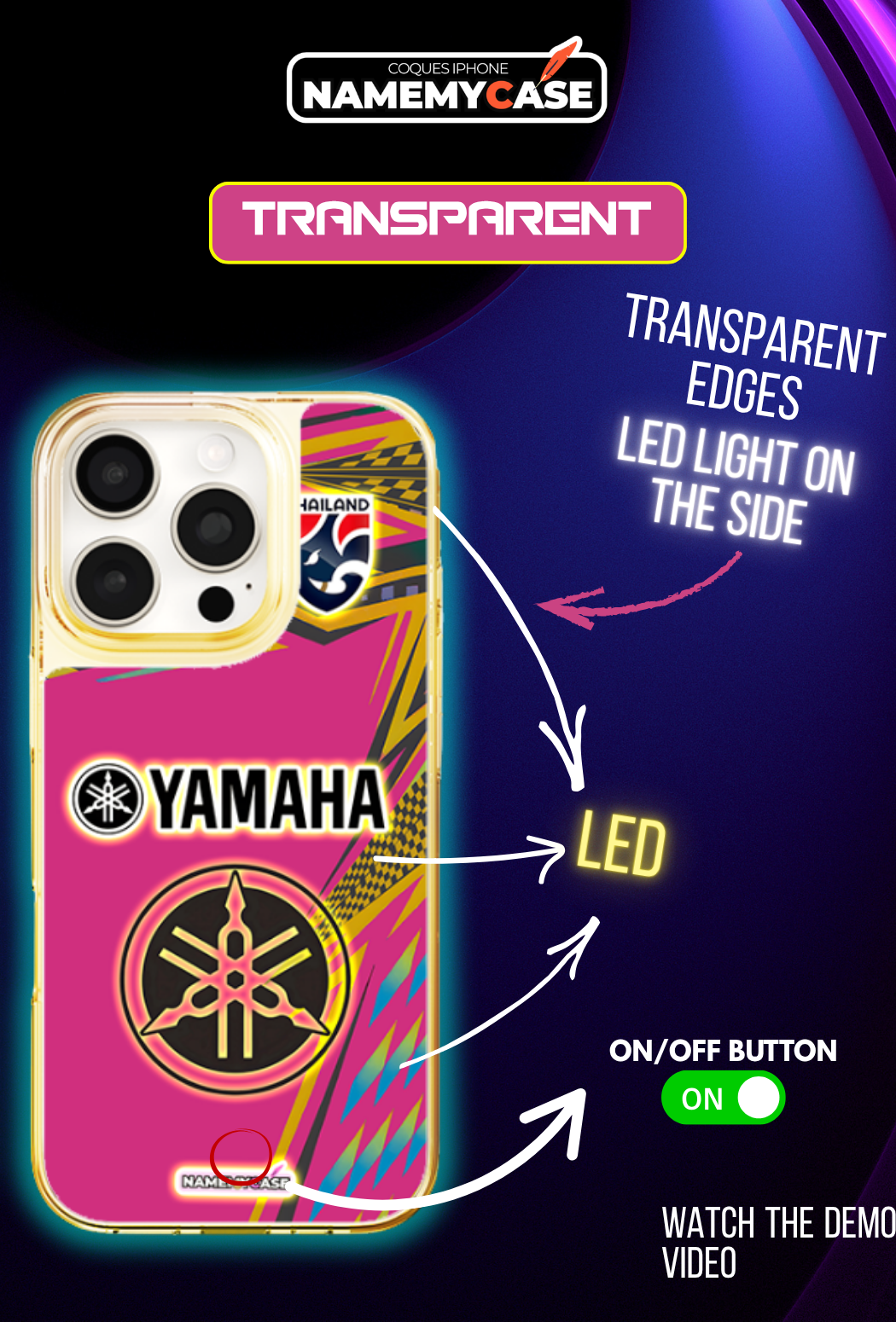 Funda LED para iPhone - Yamaha Rosa