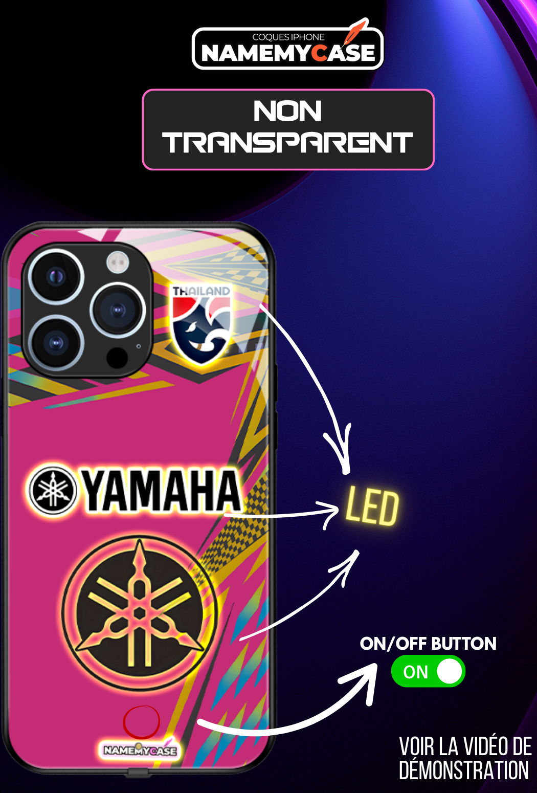 Funda LED para iPhone - Yamaha Rosa