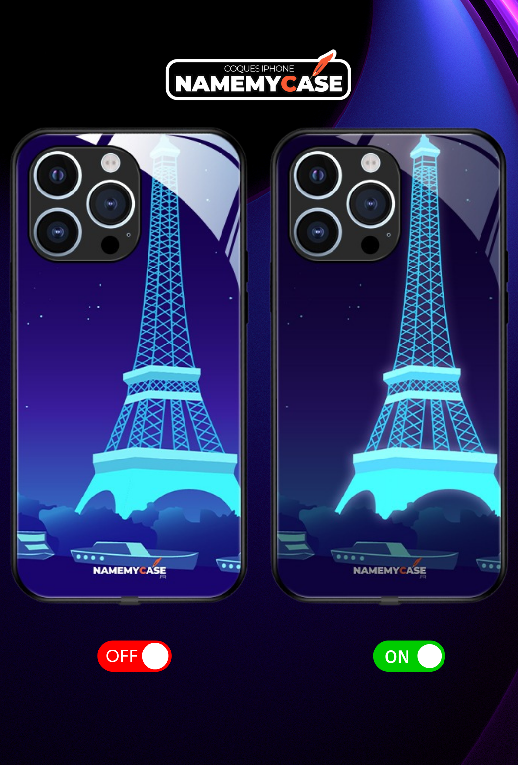 Funda LED Luminosa para iPhone - Torre Eiffel